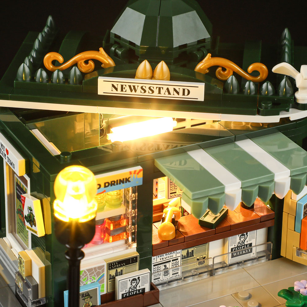 Newsstand F9023 showing awning construction and storefront angle